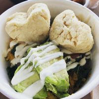 Tofu scramble with biscuits  at Deer Run Bed and Breakfast in Big Pine Key