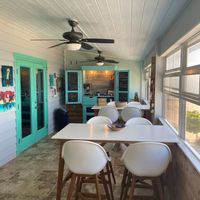 Breakfast area with coffee bar at Deer Run Bed and Breakfast in Big Pine Key