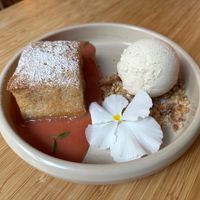 MEXICAN TRES LECHES TORRIJA
Tres leches soaked brioche set on a sweet guava salsa accompanied by an ice cream of almond and white chocolate at Madre in Amsterdam