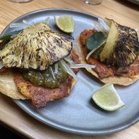 Papa al pastor tostadas: quite nice, but slightly sour  at Madre in Amsterdam