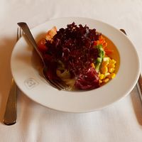 Salad that comes with lunch menu at Werdguet in Zurich