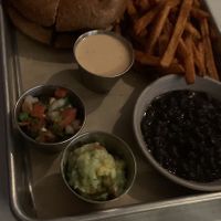 Burger and sweet potato fries at Heartbeet in Houston