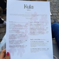 Menu at Kula in Rotterdam