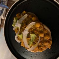 Starter spicy chick peas on a bun which was great at Turtle Bay in Birmingham