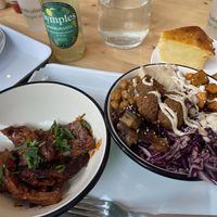BBQ “ribs”, chickpea bowl, flan  at Theory in Levallois-perret