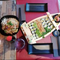 Sushi Boat and Pad Thai at Marpha Sushi & Nepali Kitchen in Bruges