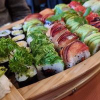 Vegan sushi boat at Marpha Sushi & Nepali Kitchen in Bruges