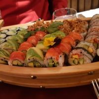 Vegan sushi boat at Marpha Sushi & Nepali Kitchen in Bruges