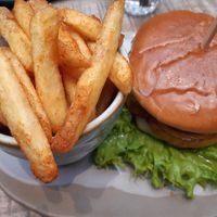 Classic burger and fries at Vegan House in Chester