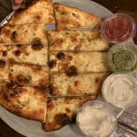 Garlic bread saucy sampler  at Pi Vegan Pizzeria in Seattle