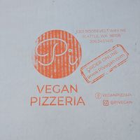 Take away box at Pi Vegan Pizzeria in Seattle
