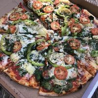 Veggie lovers pizza, $30, serves 3 !  at Pi Vegan Pizzeria in Seattle