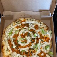 Buffalo chicken pizza at Pi Vegan Pizzeria in Seattle
