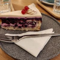 Blueberry cheese cake at Share Sweet & Wine Bar in Prague