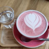 Beetroot latte at Share Sweet & Wine Bar in Prague
