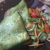 Spinach crepe with cheese and ham at Share Sweet & Wine Bar in Prague