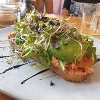 It was a nice atmosphere and the food was very delicious! I definitely recommend it! That is the Avocado Toast. at Share Sweet & Wine Bar in Prague