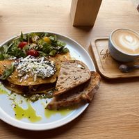 Cappucino and Omlette  at Share Sweet & Wine Bar in Prague