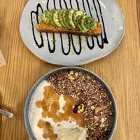 Yogurt & avocado toast  at Share Sweet & Wine Bar in Prague