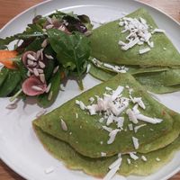 Spinach pancakes at Share Sweet & Wine Bar in Prague