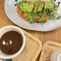 Yummy with coffee  at Share Sweet & Wine Bar in Prague