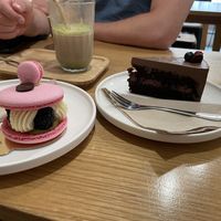 The macaron was heavenly!! The chocolate cake was nice:)  at Share Sweet & Wine Bar in Prague