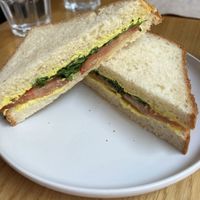Tofu “egg” sandwich  at Share Sweet & Wine Bar in Prague