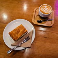 Cake and Capuccino at Share Sweet and Espresso Bar at Share Sweet & Wine Bar in Prague