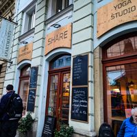 Outside of Share Sweet and Espresso Bar at Share Sweet & Wine Bar in Prague