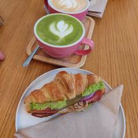 Stuffed Croissant's, Latte Macchiato & Matcha Latte at Share Sweet and Espresso Bar in Prague