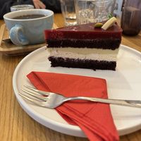 Raspberry-pistacchio cake  at Share Sweet & Wine Bar in Prague