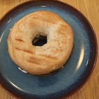 Bagel with 🐐 cheese at Share Sweet & Wine Bar in Prague