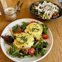 Eggs Benedict and Tofu Bowl  at Share Sweet & Wine Bar in Prague
