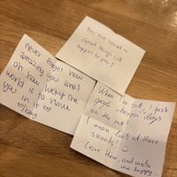 Notes from the share box 🫶  at Share Sweet and Espresso Bar in Prague