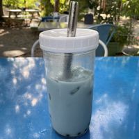 Blue coconut boba tea  at Seaside Eatery in Key Largo