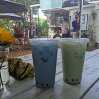 Blue coconut and honeydew Boba teas at Seaside Eatery in Key Largo