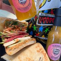 Bahn Mi Sammich house made jam and pepper sauce at Seaside Eatery in Key Largo