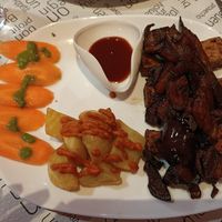 Tofu con shiitake y berenjena at Vegan Mount in Barcelona