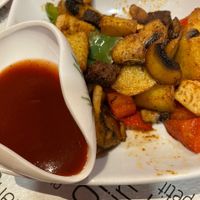 Potatoes Seitan tofu at Vegan Mount in Barcelona