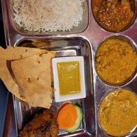 Thali from the daily menu at Vegan Mount in Barcelona