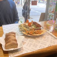 Mixed platter with extra bread  at Vegan Mount in Barcelona