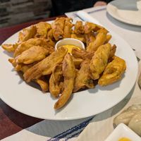 Onion fritters at Vegan Mount in Barcelona