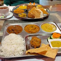 Thali (bottom) and Royal thali (top) at Vegan Mount in Barcelona