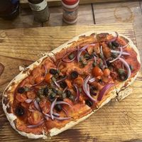 Vegan pizza   at Santas Iguanas in Sayulita