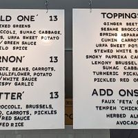 menu at Wild Thing in Portland