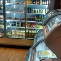 Organic juices and meat. Boo. at Pillars of Hercules Organic Farm Shop and Cafe in Falkland