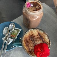 cappuccino and hot chocolate with oat milk  at Brunch Club in Funchal