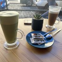 Matcha and Latte with plant-based drinks  at Brunch Club in Funchal
