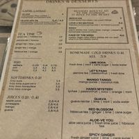 Menu - drinks and dessert.  at Vegang - P-Berg in Berlin