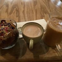 Vegan masala chai and choc mocha gelato  at Greenr Cafe in New Delhi
